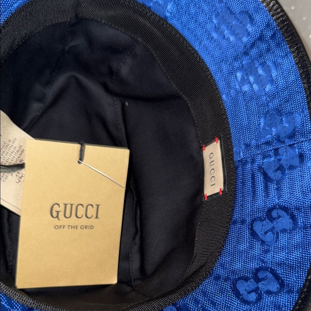 Gucci Royal Blue Bucket Hat with Black Patch - Picture 13 of 16